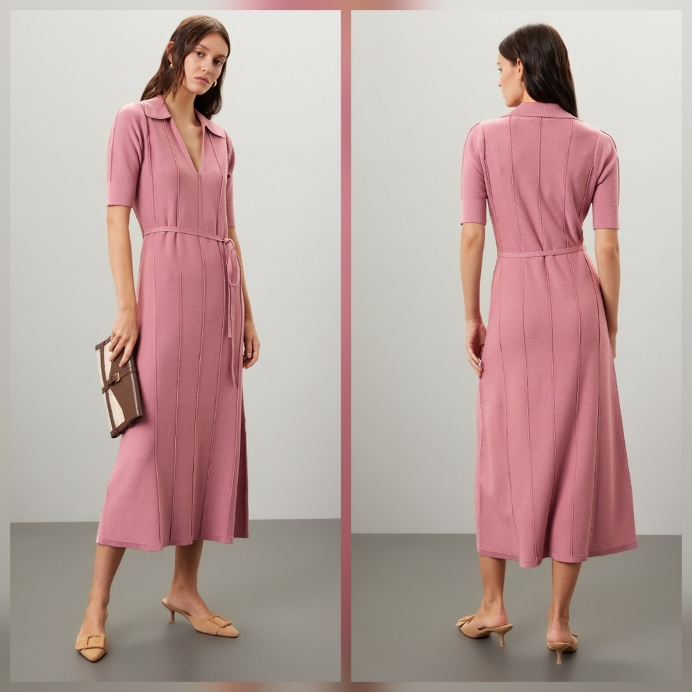 Adam Lippes Knit Collar Dress In Pink Casual Short sleeves Size XS